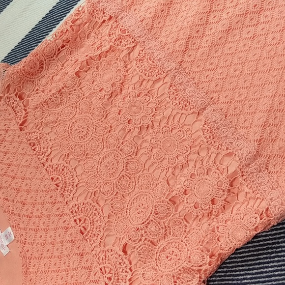 Floral Peach Crochet Mini Dress - Picture 6 of 14